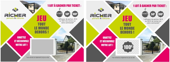 Billets personnalisés jeux zone a gratter